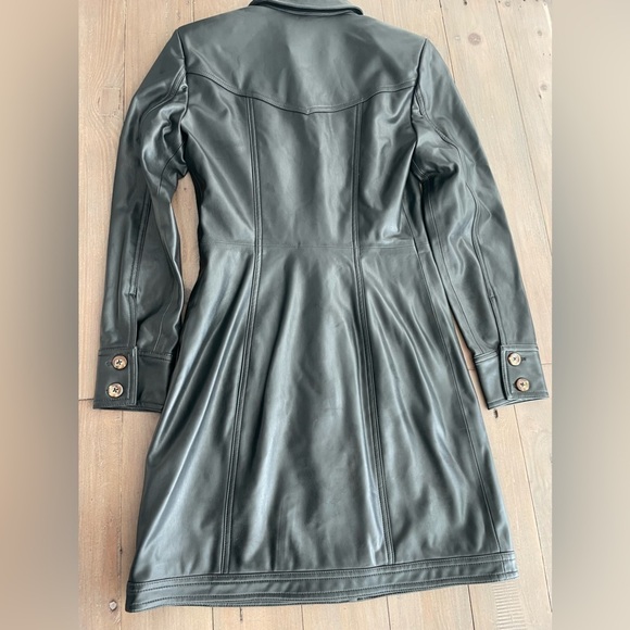 Veronica Beard Garret Long Sleeve Faux Leather Coat Dress in Black - Picture 5 of 7